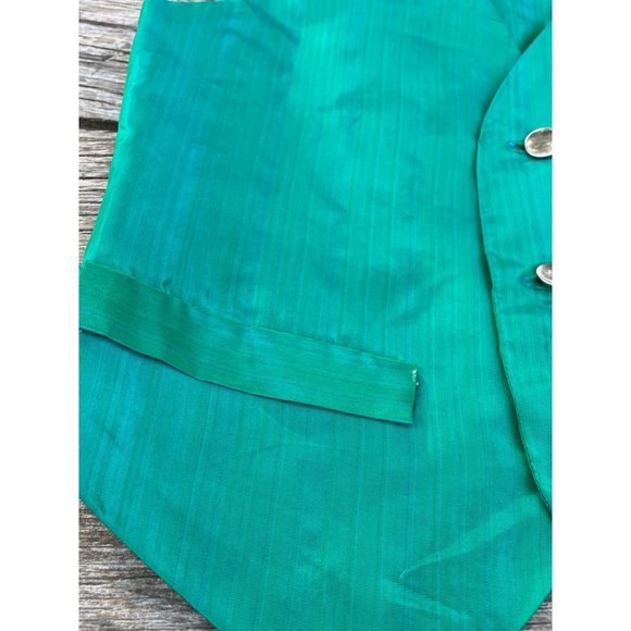 Vintage Boys Shiny Green Taffeta Vest - Picture 11 of 11